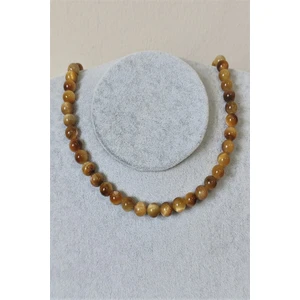 Bade Accessories 8 mm Sarı Kaplangözü Doğal Taş Kolye