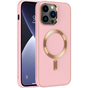 Apple iPhone 14 Kılıf Gold Magsafe Wireless Kablosuz Şarj Uyum Suni Deri Hibrit Kapak