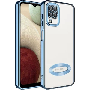 Kny Samsung Galaxy A12 Kılıf Renkli Kenarlı Parlak Logo Açık Omega Silikon