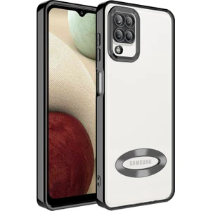 Samsung Galaxy A12 Kılıf Renkli Kenarlı Parlak Logo Açık Omega Silikon