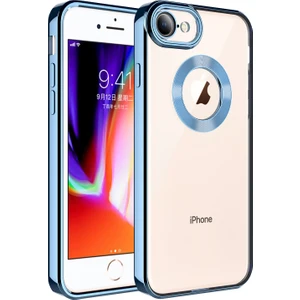 Apple Iphone 8 Kılıf Renkli Kenarlı Parlak Logo Açık Omega Silikon
