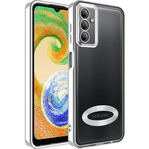Samsung Galaxy A04S Kılıf Renkli Kenarlı Parlak Logo Açık Omega Silikon