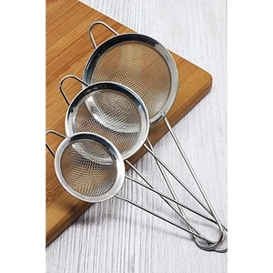 Kitchen Beauty Pratik 3'lü Paslanmaz Çelik Çay Süzgeci | 3 Boy Süzgeç | Çelik 3 Boy Çay Süzgeçi | 3lü Süzgeç