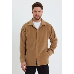 The Rule Erkek Karamel Oversize Fit Gömlek Yaka Tüylenme Yapmayan Kışlık Rahat Polar Gömlek RF0312