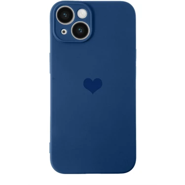Caseworld Apple iPhone 14 Kapak Kalp Logolu Kamera Korumalı Içi Kadife Lansman Silikon Kılıf -