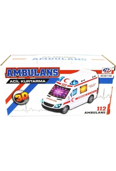 Ararat Oyuncak Oyuncak Ambulans Ledli 3D Işıklı Srenli