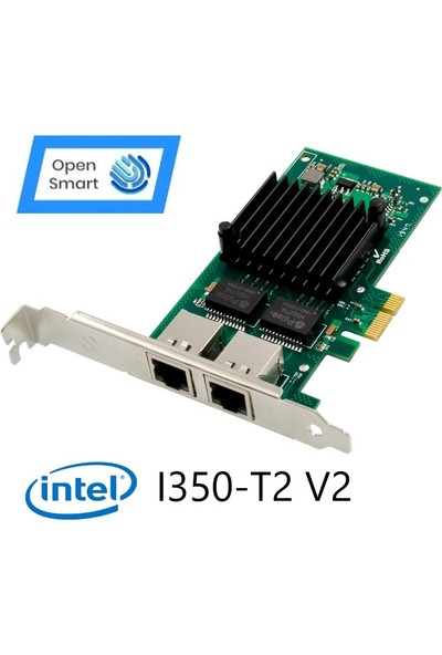 Open Smart 2 Port Intel I350-T2 1gbe Pcıe X1 Ethernet Kart - OPS7232NT