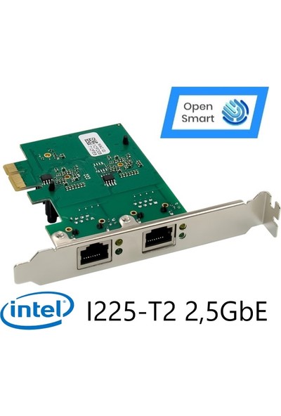 Open Smart 2 Port Intel I225-T2 2,5gbe Pcıe X1 Ethernet Kart - OPS7207NT