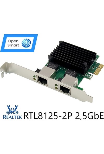 Open Smart 2 Port Realtek RTL8125B 2,5gbe Pcıe X1 Ethernet Kart - OPS7275RTL