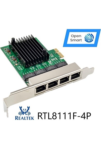 Open Smart 4 Port Realtek RTL8111F 1gbe Pcıe X1 Ethernet Kart - OPS7081RTL