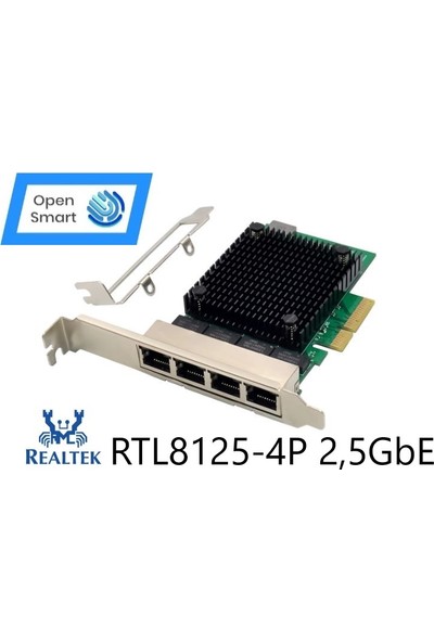 Open Smart 4 Port Realtek RTL8125B 2,5gbe Pcıe X4 Ethernet Kart - OPS7276RTL