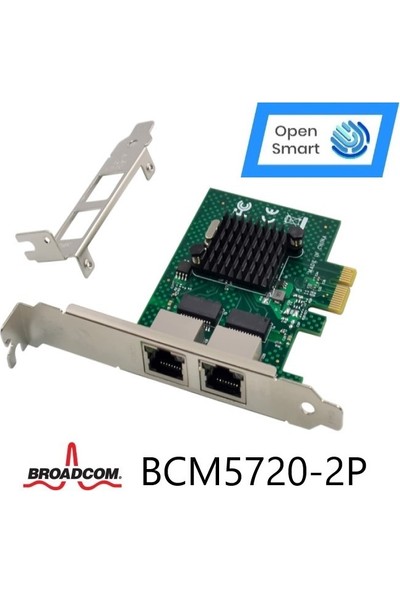 Open Smart 2 Port Broadcom BCM5720-2P 1gbe Pcıe X1 Ethernet Kart - OPS7287BCM