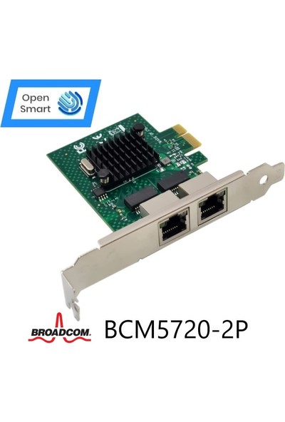 Open Smart 2 Port Broadcom BCM5720-2P 1gbe Pcıe X1 Ethernet Kart - OPS7287BCM