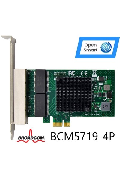 Open Smart 4 Port Broadcom BCM5719-4P 1gbe Pcıe X1 Ethernet Kart - OPS7209BCM