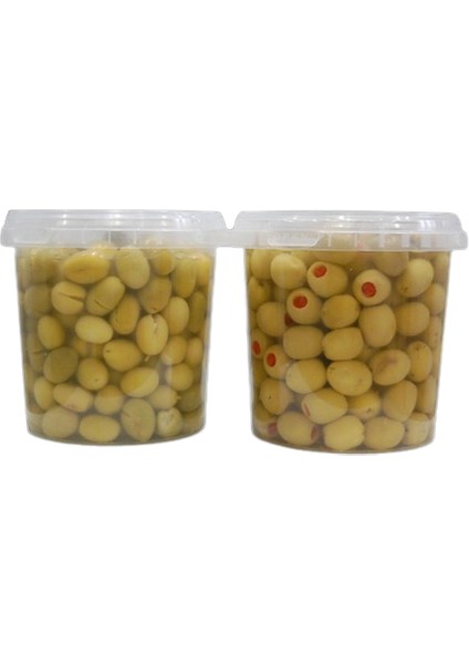 Biberli 650 gr + Kırma 650 gr Yeşil Zeytin Pet Kavanoz