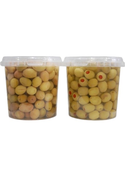 Biberli 650 gr + Çizik 650 gr Yeşil Zeytin Pet Kavanoz