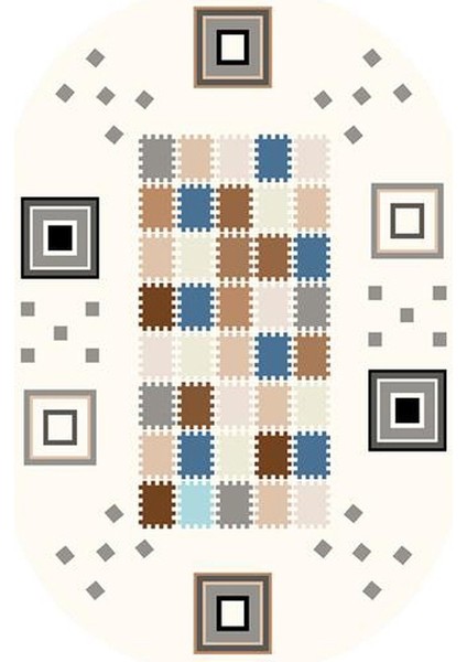 çocuk Odası Halısı Ekru Yolluk Kaymaz Yuvarlak Oval Kesme Ince Yıkanabilir Halı fiyatları