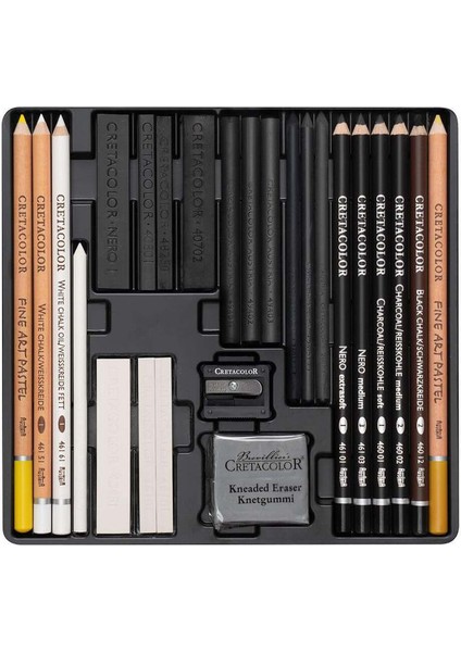 Wolf Box Drawing Set Profesyonel Karakalem Eskiz Çizim Seti 25 Parça Metal Kutu