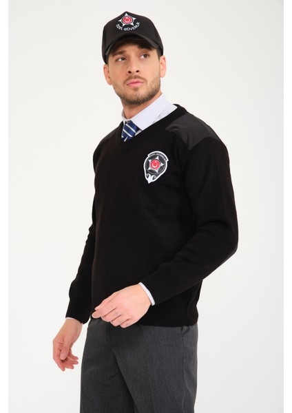 Güvenlik Siyah V Yaka Kazak modelleri