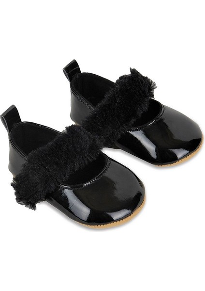 Siyah Tüylü Cırt Cırtlı Rugan Kız Bebek Babet PATIK-G-2355 fiyatları