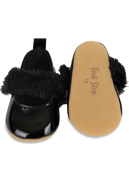 Siyah Tüylü Cırt Cırtlı Rugan Kız Bebek Babet PATIK-G-2355 indirimleri