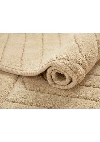 Wavy Pamuklu Banyo Paspası Seti 60 x 100 cm + 60 x 50 cm Bej fiyatları
