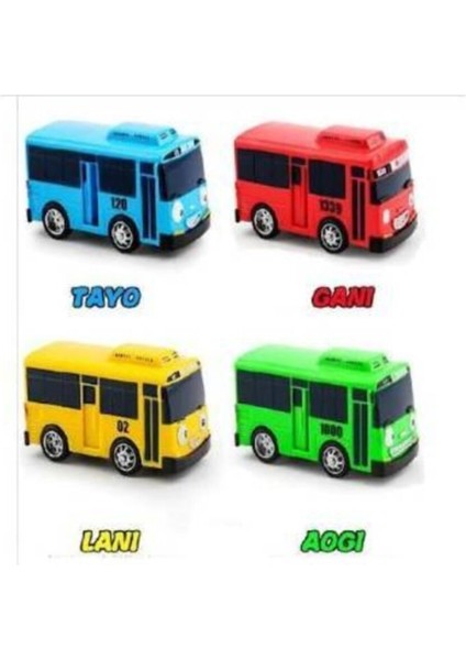 Tayo Oyuncak Otobüs 7 cm 4lü Çek Bırak Oyuncak Otobüs Tayobüs