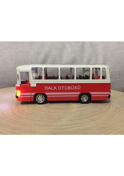 Model Maket 1/27 Ölçek Nostalji Halk Otobüsü Sesli ve Işıklı (Kırmızı)