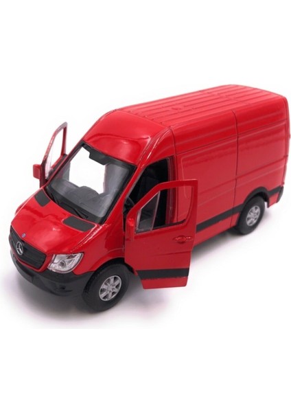 Metal Kırmızı Mercedes Benz Sprinter Panel Van 1:36 Çek Bırak Model Metal Oyuncak Araba