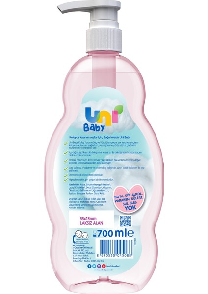 Uni Baby Kolay Tarama Saç ve Vücut Şampuanı 3'lü Set 2100 ml