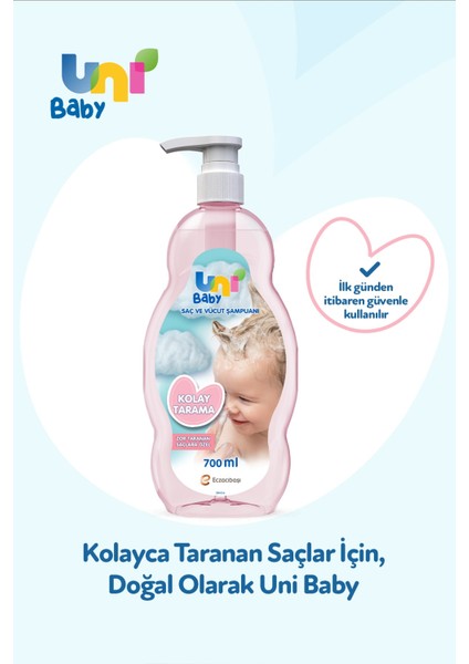 Uni Baby Kolay Tarama Saç ve Vücut Şampuanı 3'lü Set 2100 ml