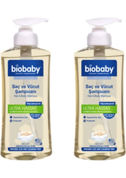 Biobaby Ultra Hassas Saç Ve Vücut Şampuanı 500 ml Prebiyotik Allman Papatyası - Organik Içerik 2 Li Set