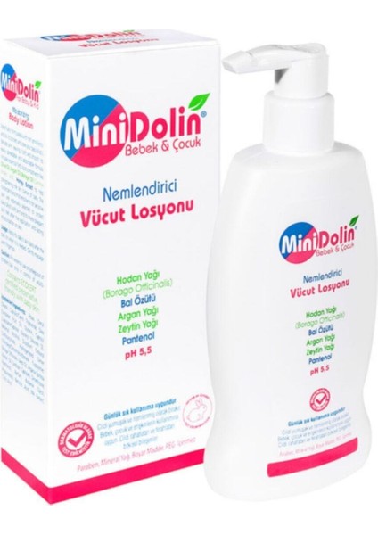 Minidolin Bebek & Çocuk Saç ve Vücut Şampuanı 250 ml +Nemlendirici Vücut Losyonu 250 ml