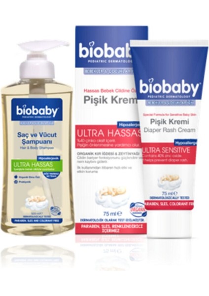 Biobaby Hassas Bebek Cildine Özel Pişik Kremi 75-Ml + Bıobaby Saç ve Vücut Şampuanı 500 ml Set