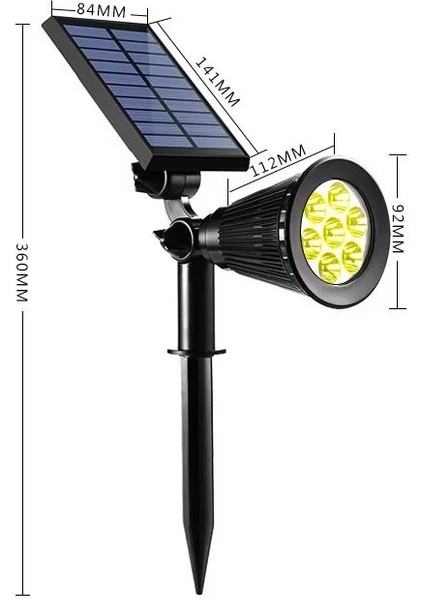 Led Bahçe Lambası - Siyah (Yurt Dışından)