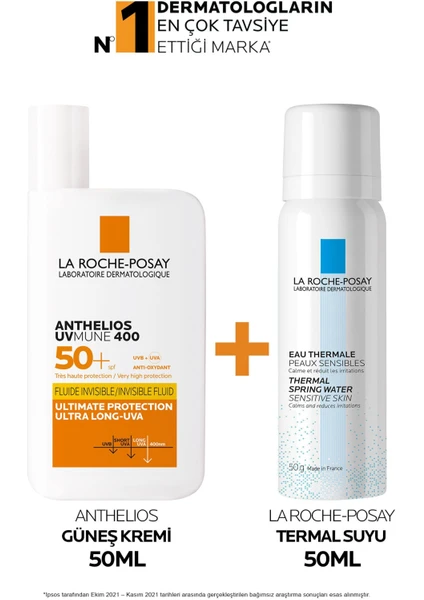 La Roche-Posay Güneş Bakım Seti:anthelios Uvmune Yüz Güneş Kremi 50ML&TERMAL Su 50ML