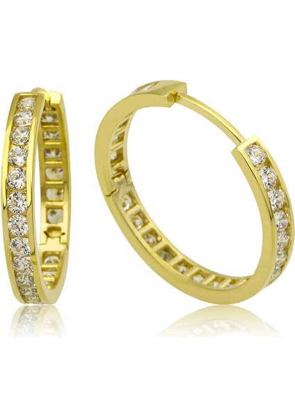 Gümüş Zirkon Taşlı Halka Kadın Küpe