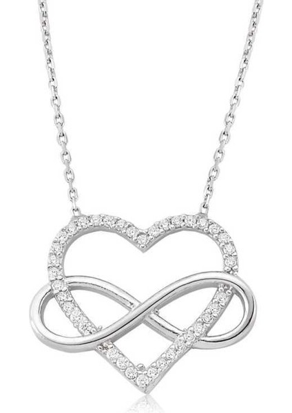 Gümüş Kalpli Sonsuzluk Bayan Kolye