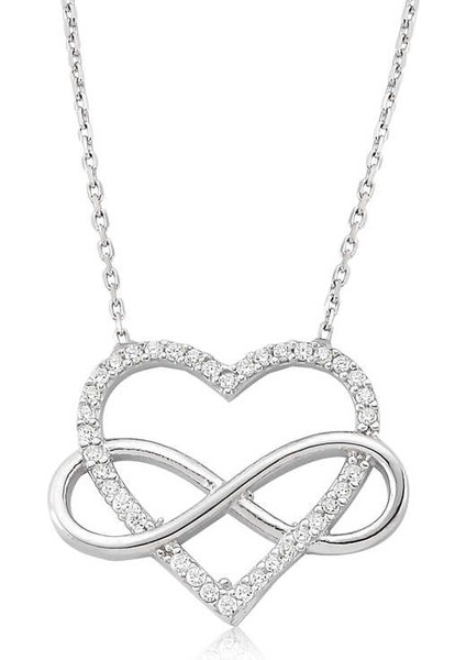 Gümüş Kalpli Sonsuzluk Bayan Kolye fiyatları