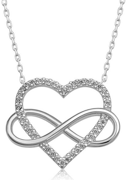 Gümüş Kalpli Sonsuzluk Bayan Kolye modelleri