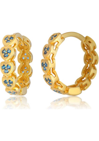 Gümüş Kalpli Zirkon Taşlı Halka Kadın Küpe