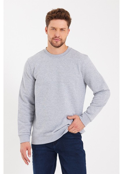 Erkek Rich Gri Bisiklet Yaka Normal Kesim 3 Iplik Sweatshirt fırsatları