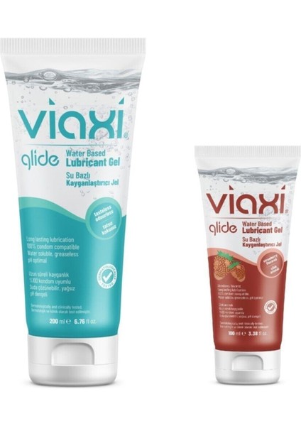 Glide Lubricant Gel Naturel 200 Ml Çilek Aromalı Su Bazlı Jel 100 Ml