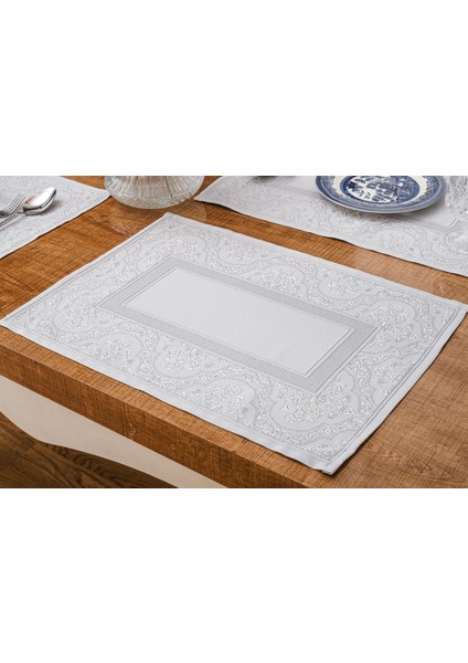 Roma Jakar Polyester Kumaş Bej Amerikan Servis 34 x 46 cm Gri 4 AD.-1383