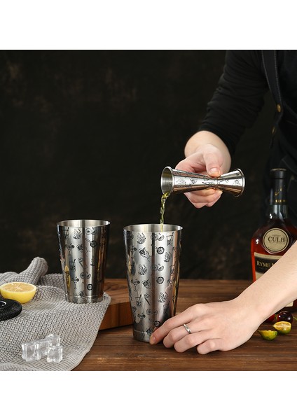 Gravür Desenli Boston Kokteyl Çalkalayıcı Konserve Martini ÇALKALAYICI-800 ml ve 500 ml (Yurt Dışından) fiyatları