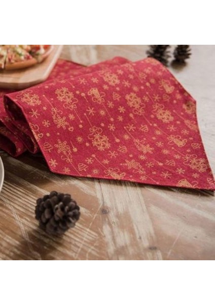 Merry Christmas Kırmızı Rüzgar Çanları Uzun Masa Koşucu Bez Parti Akşam Yemeği Kaymaz Masa Koşucu Pamuk Keten Masa Mat Yastık Kılıfı | Masa Koşucuları fiyatları