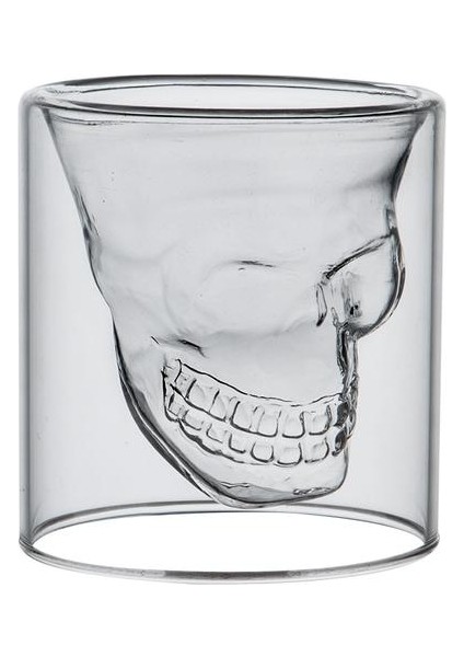 4pc / Set Kafatası Kafa Kupası Çift Katmanlı Kahve Viski Vodka Şarap Kupa Seyahat Sevimli Noel Kupalar Tumbler Shot Cam Süt Kupası Toplu | Kupalar (Beyaz)