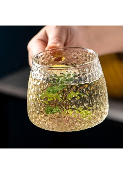 2 Adet 420 ml Japon Tarzı Çay Gözlük El Yapımı Isıya Dayanıklı Moda Dövme Tahıl Su Cam Çay Fincanı Kahve Fincanları Süt Kupası Kolu ile | Highball Cam