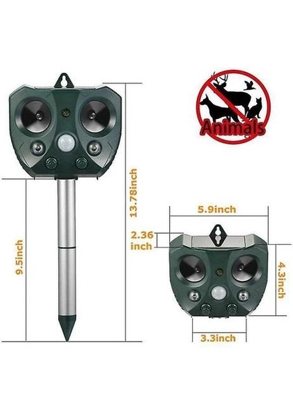 Ultrasonik Kovucu Güneş Kovucu Hayvanları Uzak Tutmak Rakun, Kediler, Köpekler, Kuşlar, Tavşan, Sincap, Kokarcalar, Geyik(Yurt Dışından)