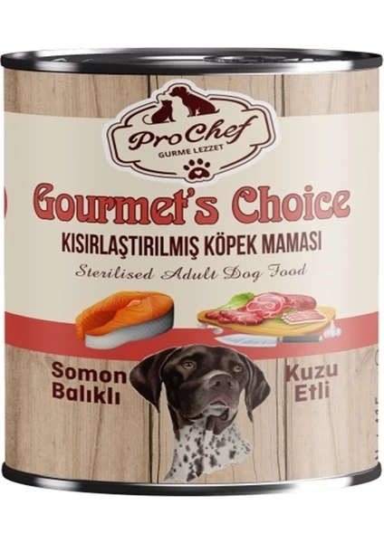 24 Adet Gourmet's Choice Kısırlaştırılmış Köpek Maması | 415 gr Somon & Kuzu Etli Konserve Yaş Mama